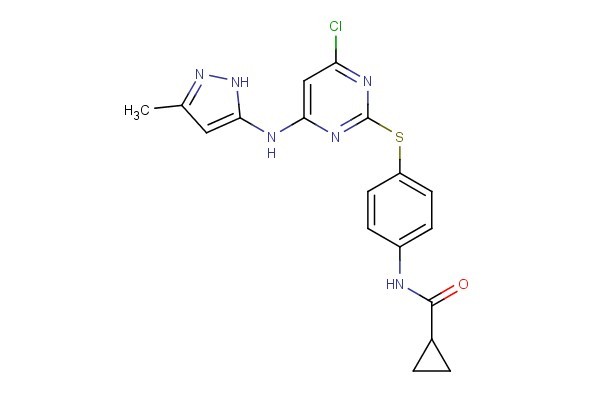 N-(4-(4-chloro-6-(3-methyl-1H-pyrazol-5-ylamino)pyrimidin-2-ylthio)phenyl)cyclopropanecarboxamide