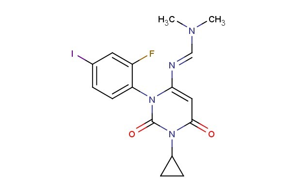 (E)-N'-(1-cyclopropyl-3-(2-fluoro-4-iodophenyl)-2,6-dioxo-1,2,3,6-tetrahydropyrimidin-4-yl)-N,N-dimethylformimidamide