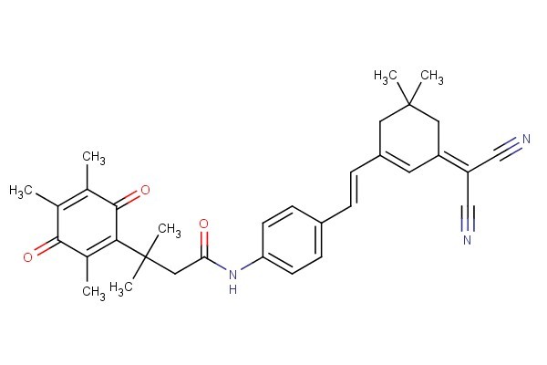 (E)-N-(4-(2-(3-(dicyanomethylene)-5,5-dimethylcyclohex-1-en-1-yl)vinyl)phenyl)-3-methyl-3-(2,4,5-trimethyl-3,6-dioxocyclohexa-1,4-dien-1-yl)butanamide
