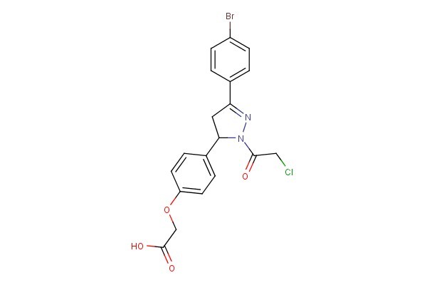2-(4-(3-(4-bromophenyl)-1-(2-chloroacetyl)-4,5-dihydro-1H-pyrazol-5-yl)phenoxy)acetic acid