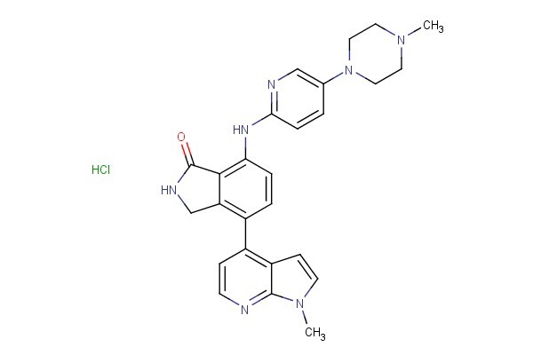 4-(1-methyl-1H-pyrrolo[2,3-b]pyridin-4-yl)-7-((5-(4-methylpiperazin-1-yl)pyridin-2-yl)amino)isoindolin-1-one hydrochloride