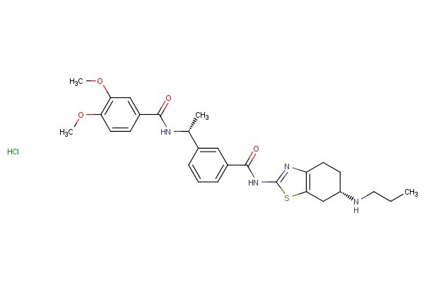 3,4-dimethoxy-N-((R)-1-(3-(((S)-6-(propylamino)-4,5,6,7-tetrahydrobenzo[d]thiazol-2-yl)carbamoyl)phenyl)ethyl)benzamide hydrochloride
