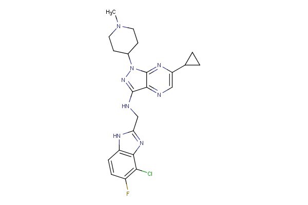N-((4-chloro-5-fluoro-1H-benzo[d]imidazol-2-yl)methyl)-6-cyclopropyl-1-(1-methylpiperidin-4-yl)-1H-pyrazolo[3,4-b]pyrazin-3-amine