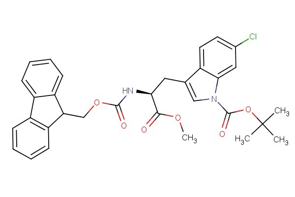 (S)-tert-butyl 3-(2-((((9H-fluoren-9-yl)methoxy)carbonyl)amino)-3-methoxy-3-oxopropyl)-6-chloro-1H-indole-1-carboxylate