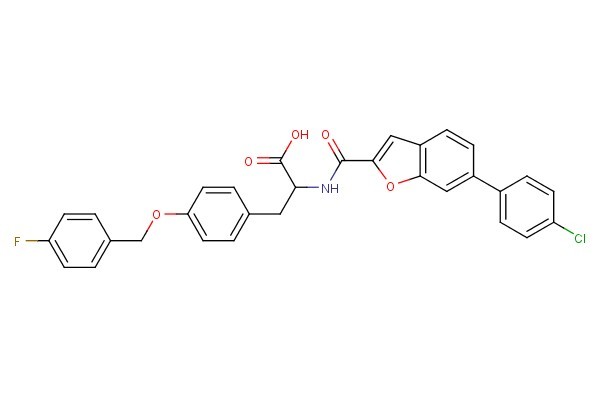 2-(6-(4-chlorophenyl)benzofuran-2-carboxamido)-3-(4-((4-fluorobenzyl)oxy)phenyl)propanoic acid