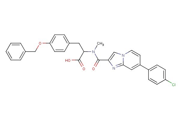 3-(4-(benzyloxy)phenyl)-2-(7-(4-chlorophenyl)-N-methylimidazo[1,2-a]pyridine-2-carboxamido)propanoic acid