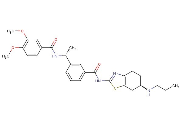 3,4-dimethoxy-N-((R)-1-(3-(((S)-6-(propylamino)-4,5,6,7-tetrahydrobenzo[d]thiazol-2-yl)carbamoyl)phenyl)ethyl)benzamide