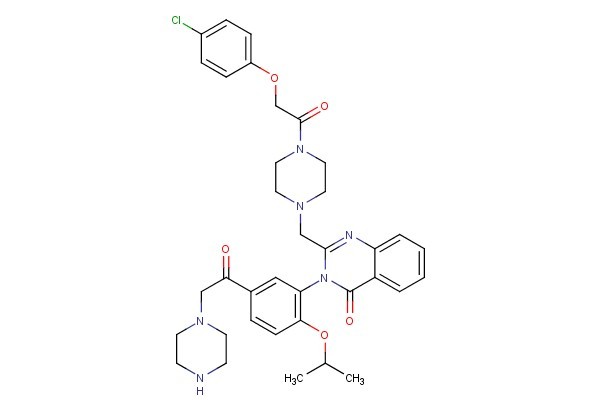 2-((4-(2-(4-chlorophenoxy)acetyl)piperazin-1-yl)methyl)-3-(2-isopropoxy-5-(2-(piperazin-1-yl)acetyl)phenyl)quinazolin-4(3H)-one
