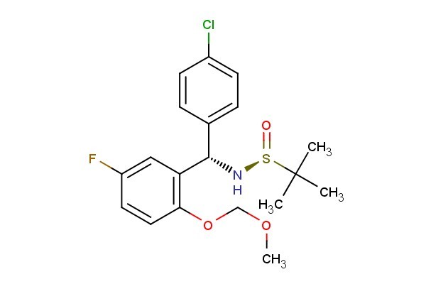 (S)-N-((S)-(4-chlorophenyl)(5-fluoro-2-(methoxymethoxy)phenyl)methyl)-2-methylpropane-2-sulfinamide
