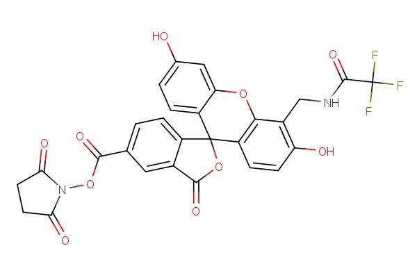 2,5-dioxopyrrolidin-1-yl 3',6'-dihydroxy-3-oxo-4'-((2,2,2-trifluoroacetamido)methyl)-3H-spiro[isobenzofuran-1,9'-xanthene]-5-carboxylate