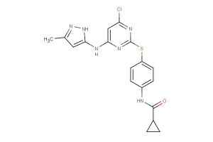 N-(4-(4-chloro-6-(3-methyl-1H-pyrazol-5-ylamino)pyrimidin-2-ylthio)phenyl)cyclopropanecarboxamide