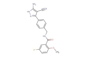 N-(4-(5-amino-4-cyano-1H-pyrazol-3-yl)benzyl)-5-fluoro-2-methoxybenzamide
