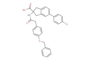 2-(2-(4-(benzyloxy)phenyl)acetamido)-5-(4-chlorophenyl)-2,3-dihydro-1H-indene-2-carboxylic acid