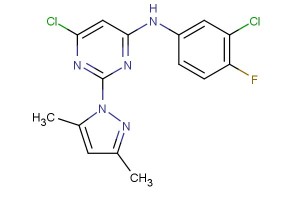 6-chloro-N-(3-chloro-4-fluorophenyl)-2-(3,5-dimethyl-1H-pyrazol-1-yl)pyrimidin-4-amine